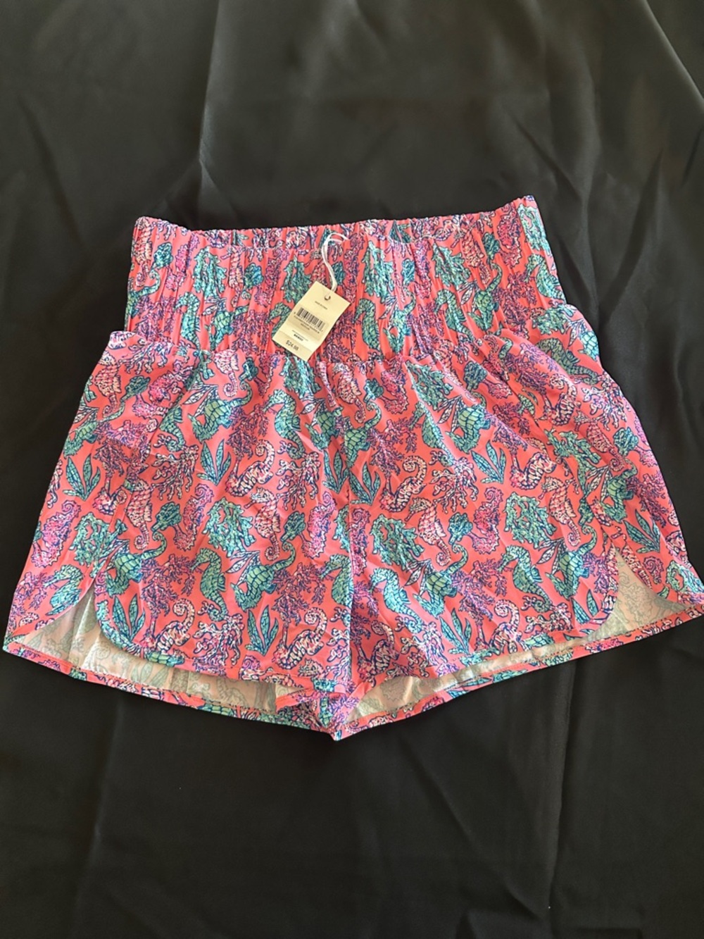 Simply Southern Pink Tropical Seahorse Print Athletic Shorts